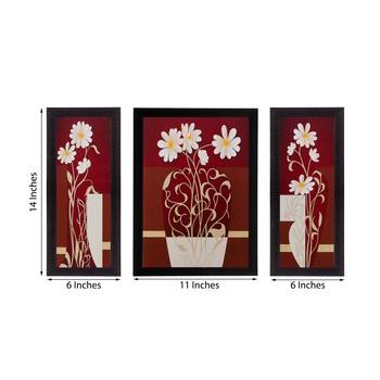Set of 3 Floral Pot Matt Textured UV Art Painting 3
