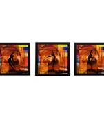 Set of 3 Dancing Girls Matt Textured UV Art Painting