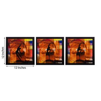 Set of 3 Dancing Girls Matt Textured UV Art Painting 3