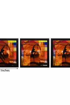 Set of 3 Dancing Girls Matt Textured UV Art Painting