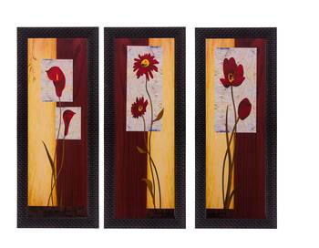 Set of 3 Floral Matt Textured UV Art Painting 1