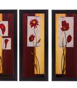 Set of 3 Floral Matt Textured UV Art Painting