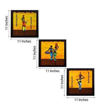 Set of 3 Tribal Ladies Matt Textured UV Art Painting 2