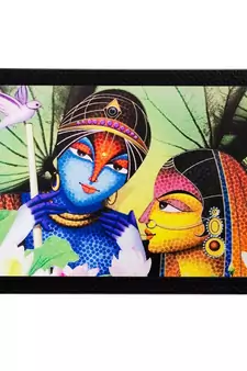 Radha Krishna Matt Textured UV Art Painting