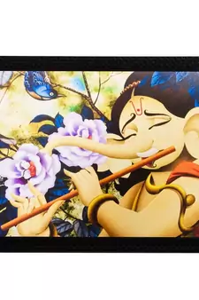 Lord Ganesha playing Flute Matt Textured UV Art Painting