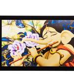 Lord Ganesha playing Flute Matt Textured UV Art Painting
