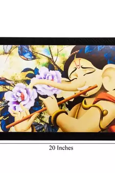 Lord Ganesha playing Flute Matt Textured UV Art Painting