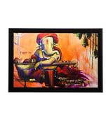 Lord Ganesha Playing Sitar Matt Textured UV Art Painting