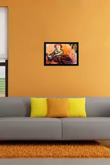 Lord Ganesha Playing Sitar Matt Textured UV Art Painting