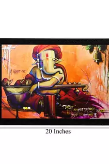Lord Ganesha Playing Sitar Matt Textured UV Art Painting
