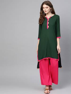 Green plain rayon kurtas-and-kurtis 1