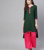 Green plain rayon kurtas-and-kurtis