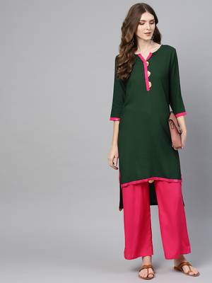 Green plain rayon kurtas-and-kurtis 2
