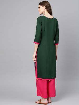 Green plain rayon kurtas-and-kurtis 3