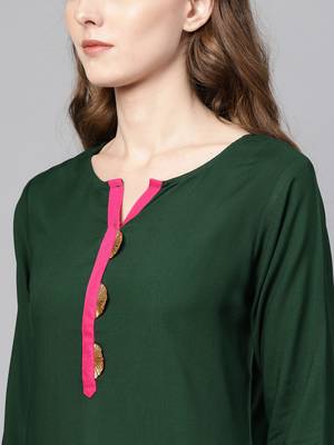 Green plain rayon kurtas-and-kurtis 4