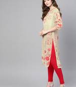 Green printed georgette kurtas-and-kurtis