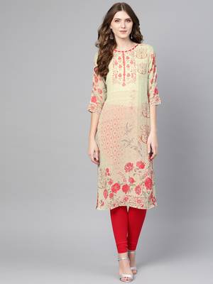 Green printed georgette kurtas-and-kurtis 2