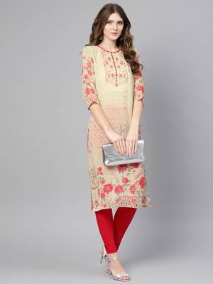 Green printed georgette kurtas-and-kurtis 4