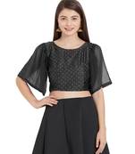 Black Art Silk N Faux Georgette Art Silk Ready-Made Saree Blouse