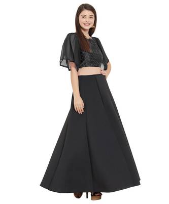 Black Art Silk N Faux Georgette Art Silk Ready-Made Saree Blouse 2