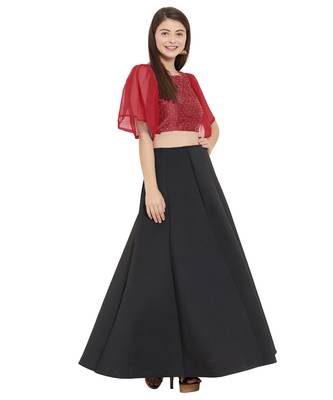 Maroon  Art Silk N Faux Georgette Art Silk Ready-Made Saree Blouse 2