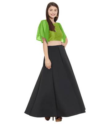 Parrot Green  Art Silk N Faux Georgette Art Silk Ready-Made Saree Blouse 2