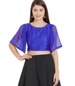 Royal Blue  Art Silk & Faux Georgette Art Silk Ready-Made Saree Blouse