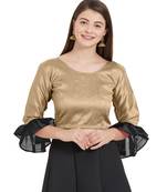 Beige N Black Art Silk Art Silk Ready-Made Saree Blouse