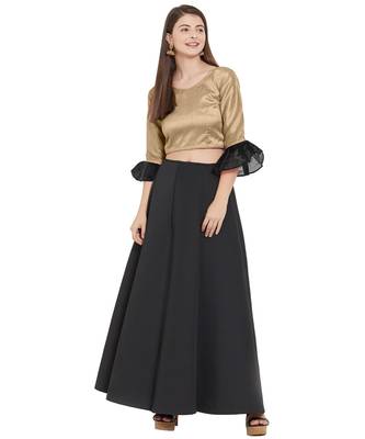 Beige N Black Art Silk Art Silk Ready-Made Saree Blouse 2