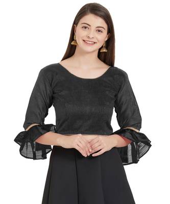Black Art Silk Art Silk Ready-Made Saree Blouse 1