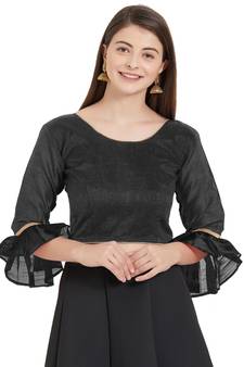 Black Art Silk Art Silk Ready-Made Saree Blouse