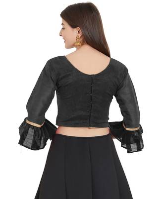Black Art Silk Art Silk Ready-Made Saree Blouse 3