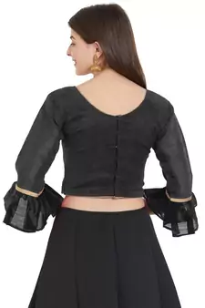 Black Art Silk Art Silk Ready-Made Saree Blouse