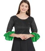 Black N Green Art Silk Art Silk Ready-Made Saree Blouse 2 Colours 3/4 Sleeves  Blouse