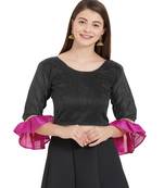 Black N Pink Art Silk Art Silk Ready-Made Saree Blouse
