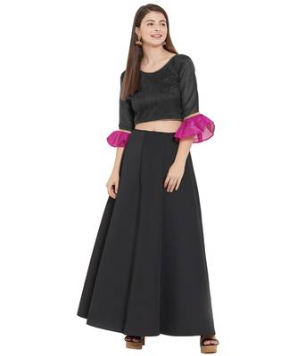 Black N Pink Art Silk Art Silk Ready-Made Saree Blouse 2