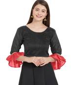 Black N Red Art Silk Art Silk Ready-Made Saree Blouse 2 Colours 3/4 Sleeves  Blouse