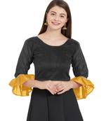 Black N Yellow Art Silk Art Silk Ready-Made Saree Blouse