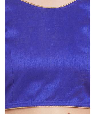 Royal Blue N Black Art Silk Art Silk Ready-Made Saree Blouse 4