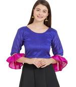 Royal Blue N Pink Art Silk Art Silk Ready-Made Saree Blouse