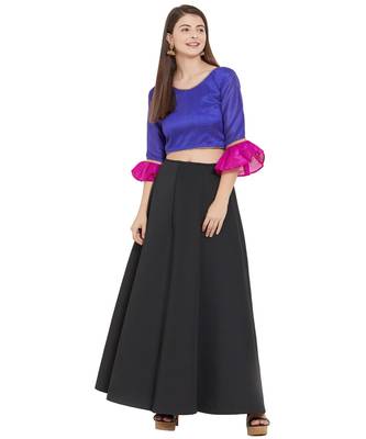 Royal Blue N Pink Art Silk Art Silk Ready-Made Saree Blouse 2