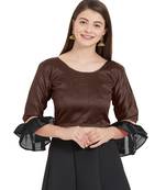 Brown N Black Art Silk Art Silk Ready-Made Saree Blouse 2 Colours 3/4 Sleeves Blouse