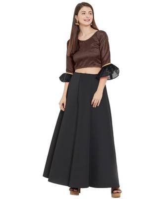 Brown N Black Art Silk Art Silk Ready-Made Saree Blouse 2 Colours 3/4 Sleeves Blouse 2