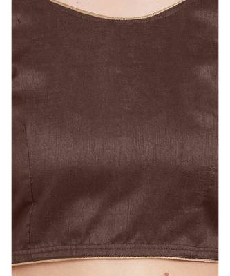 Brown N Black Art Silk Art Silk Ready-Made Saree Blouse 2 Colours 3/4 Sleeves Blouse 4