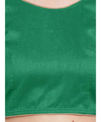 Dark Green N Black Art Silk Art Silk Ready-Made Saree Blouse 2 Colours 3/4 Sleeves  Blouse 4