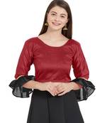 Maroon N Black Art Silk Art Silk Ready-Made Saree Blouse 2 Colours 3/4 Sleeves  Blouse