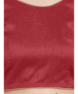 Maroon N Black Art Silk Art Silk Ready-Made Saree Blouse 2 Colours 3/4 Sleeves  Blouse 4
