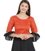 Orange N Black Art Silk Art Silk Ready-Made Saree Blouse