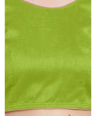 Parrot Green N Black Art Silk Art Silk Ready-Made Saree Blouse 4