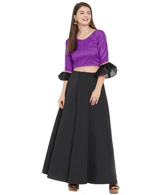 Purple N Black Art Silk Art Silk Ready-Made Saree Blouse 2